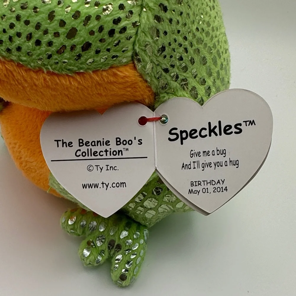 Ty Beanie Boos Speckles Frog Plush 2014 Green Stuffed Animal with Tag 3/$30